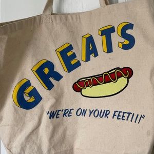 Rare! GREATS hot dog canvas tote bag